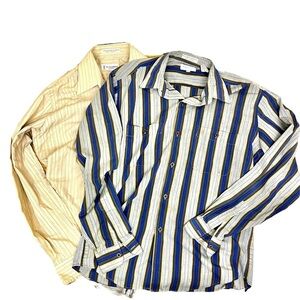 YSL Yves Saint Laurent Vintage Set of 2 Striped Button Down Shirts